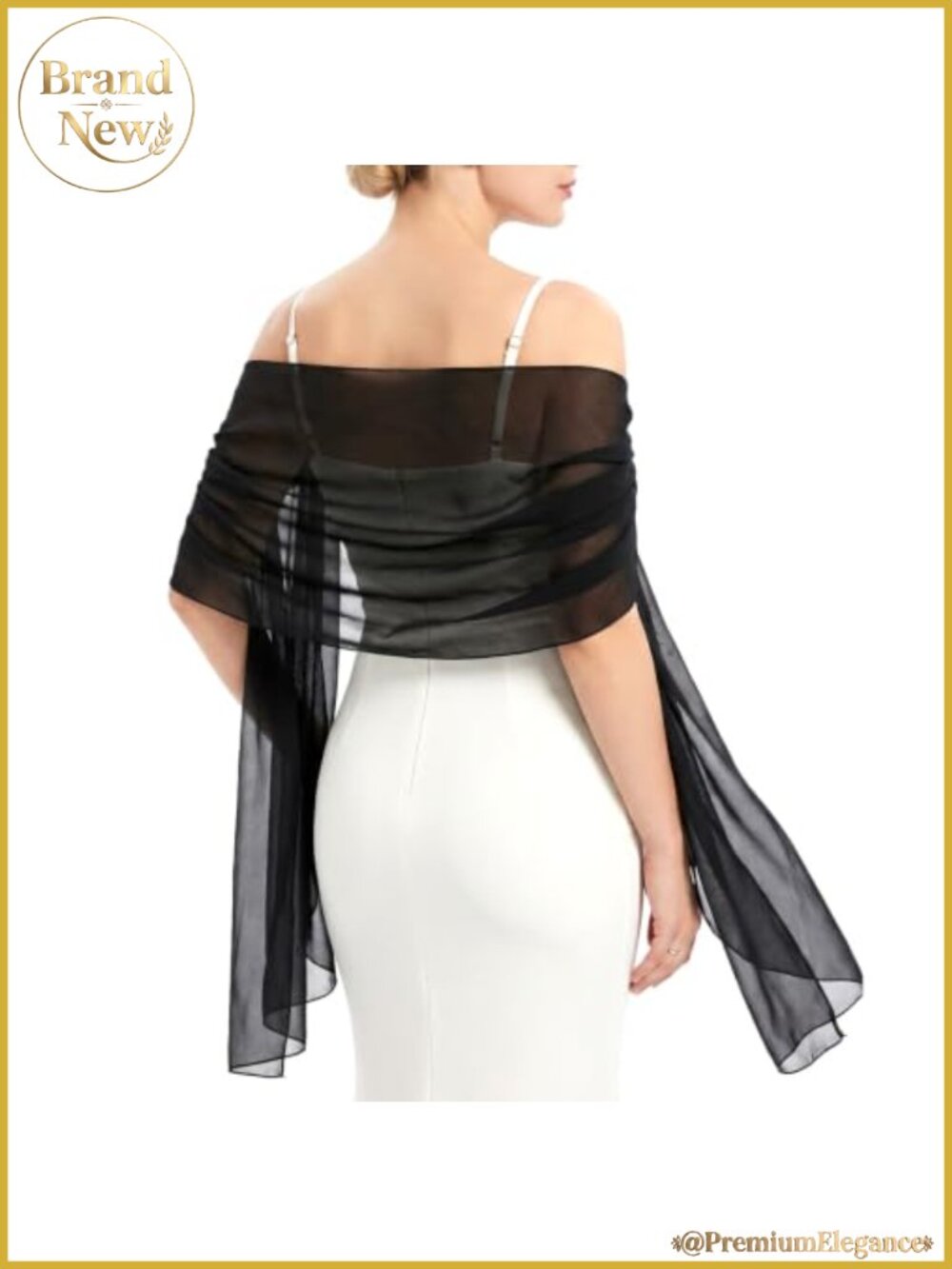 Black Sheer Shawl for Evening Dresses Wedding Cover Up